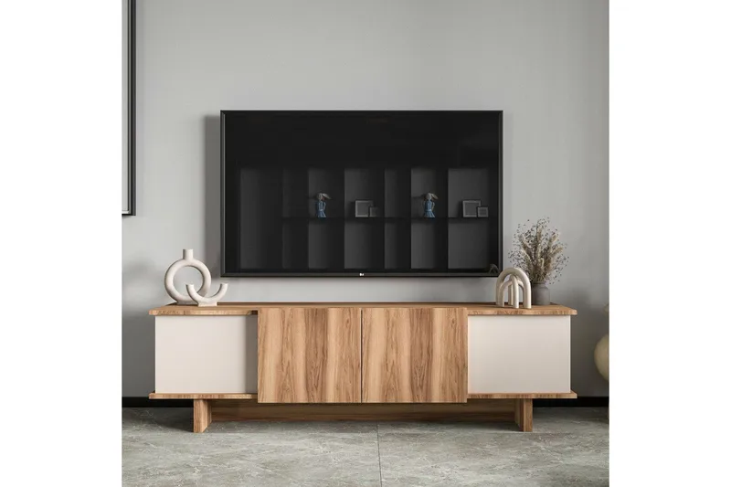 TV-bord Diannare Beige / Valnøtt - Beige / Valnøtt - Møbler - Mediamøbel & tv møbel - TV-benk & mediabenk