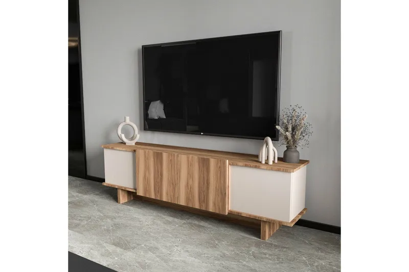 TV-bord Diannare Beige / Valnøtt - Beige / Valnøtt - Møbler - Mediamøbel & tv møbel - TV-benk & mediabenk