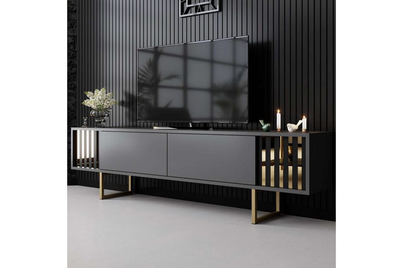 TV-bord Gull Linje Antrasitt / Gull - Antrasitt / Gull - Møbler - Mediamøbel & tv møbel - TV-benk & mediabenk