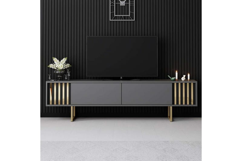 TV-bord Gull Linje Antrasitt / Gull - Antrasitt / Gull - Møbler - Mediamøbel & tv møbel - TV-benk & mediabenk