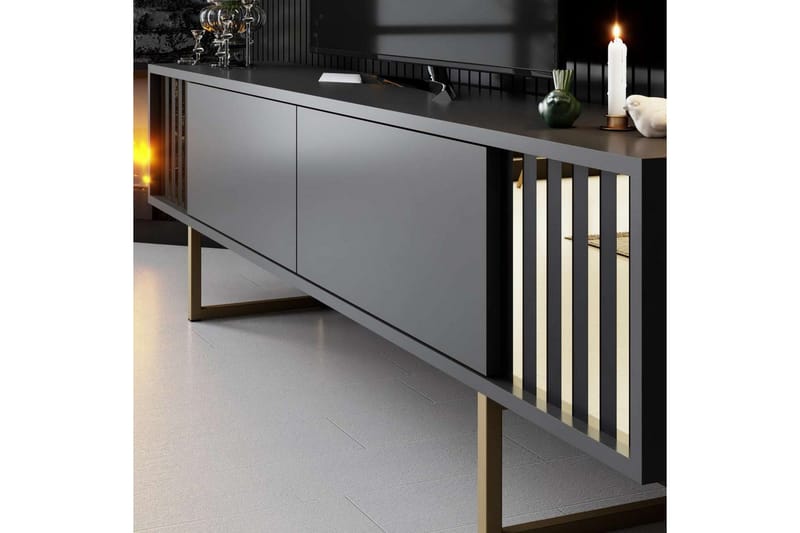 TV-bord Gull Linje Antrasitt / Gull - Antrasitt / Gull - Møbler - Mediamøbel & tv møbel - TV-benk & mediabenk