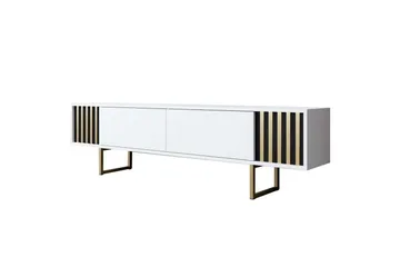 TV-bord Gull Linje Hvit / Gull
