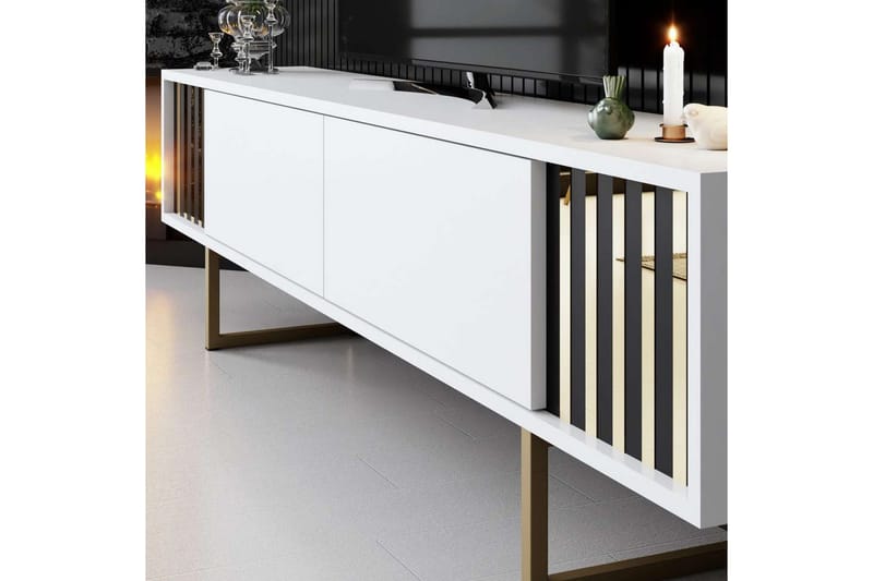 TV-bord Gull Linje Hvit / Gull - Hvit / Gull - Møbler - Mediamøbel & tv møbel - TV-benk & mediabenk