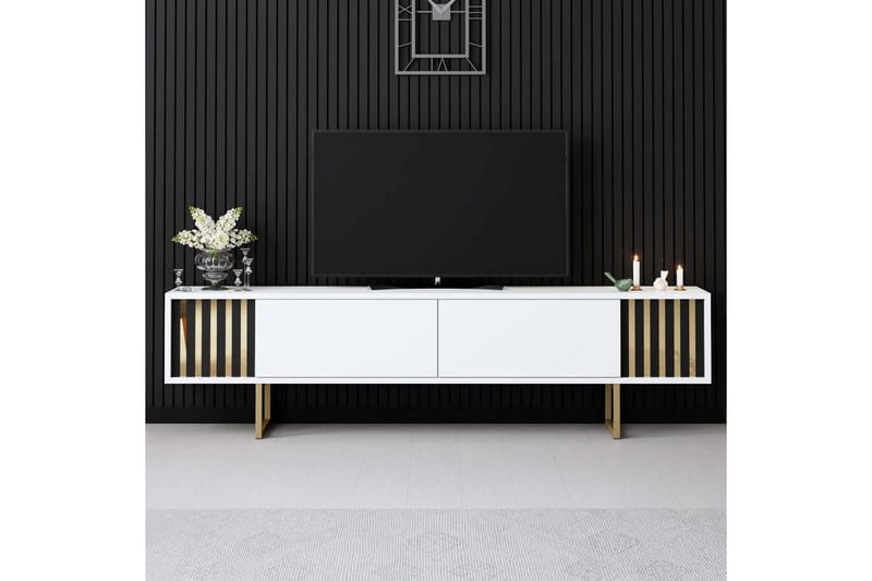 TV-bord Gull Linje Hvit / Gull - Hvit / Gull - Møbler - Mediamøbel & tv møbel - TV-benk & mediabenk