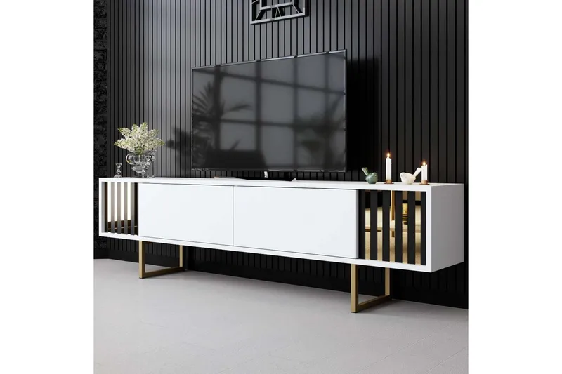 TV-bord Gull Linje Hvit / Gull - Hvit / Gull - Møbler - Mediamøbel & tv møbel - TV-benk & mediabenk