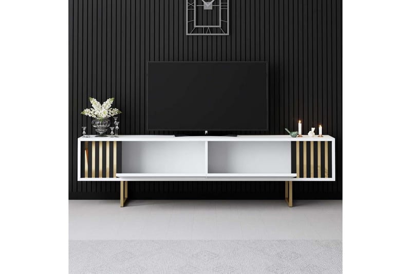 TV-bord Gull Linje Hvit / Gull - Hvit / Gull - Møbler - Mediamøbel & tv møbel - TV-benk & mediabenk