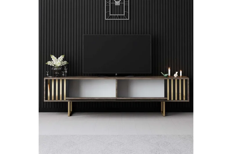 TV-bord Gull Linje Valnøtt / Gull - Valnøtt / Gull - Møbler - Mediamøbel & tv møbel - TV-benk & mediabenk