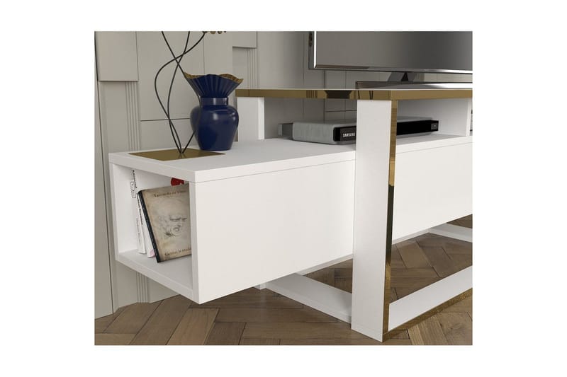 TV-bord Herb Hvit / Gull - Gull/Hvit - Møbler - Mediamøbel & tv møbel - TV-benk & mediabenk