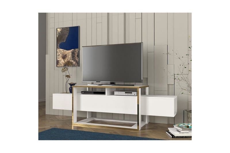 TV-bord Herb Hvit / Gull - Gull/Hvit - Møbler - Mediamøbel & tv møbel - TV-benk & mediabenk