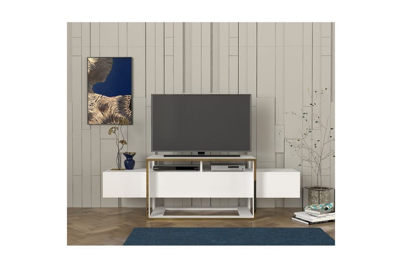 TV-bord Herb Hvit / Gull - Gull/Hvit - Møbler - Mediamøbel & tv møbel - TV-benk & mediabenk