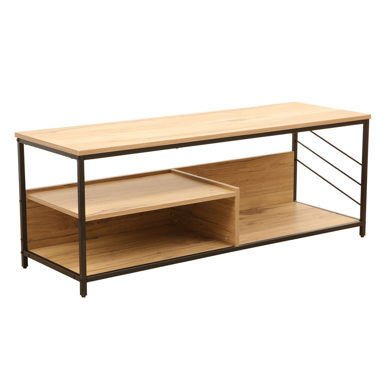 TV-bord HOME4YOU Dimitra 120x40x45 cm Rustikk/Svart - lyst rustikt tre/svart