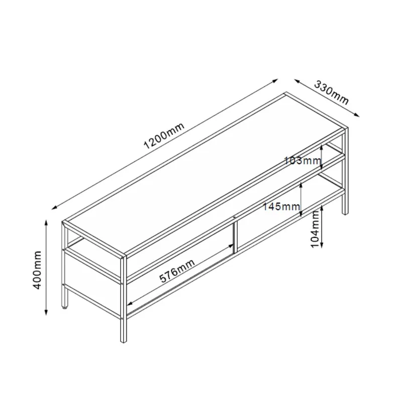TV-bord HOME4YOU Hedvig 120x33x40 cm Ask/svart - ask/svart - Møbler - Mediamøbel & tv møbel - TV-benk & mediabenk