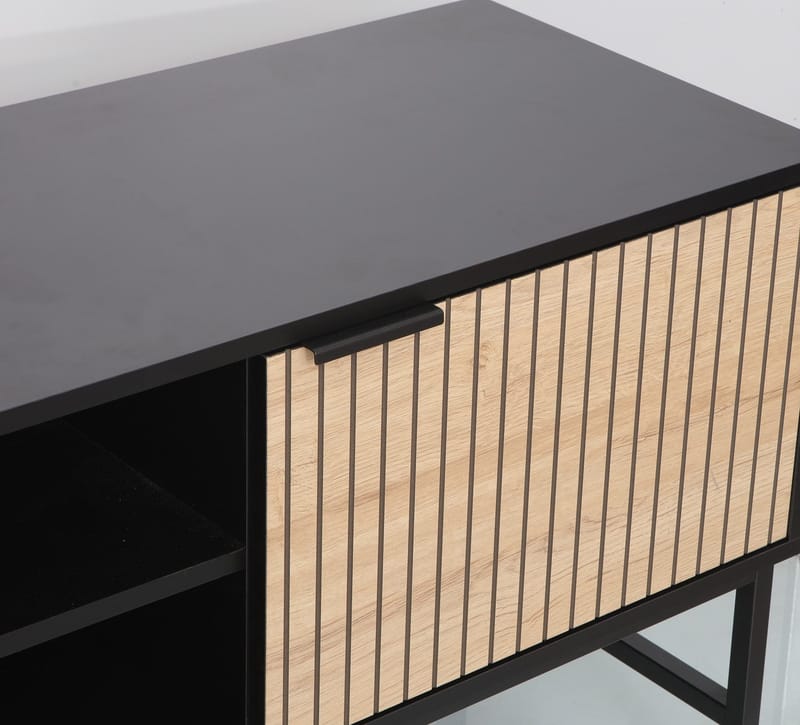 TV-bord HOME4YOU Helve 150x40x60 cm Melamin - svart / lyst tre - Møbler - Mediamøbel & tv møbel - TV-benk & mediabenk