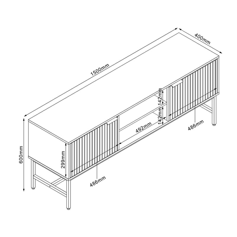 TV-bord HOME4YOU Helve 150x40x60 cm Melamin - svart / lyst tre - Møbler - Mediamøbel & tv møbel - TV-benk & mediabenk