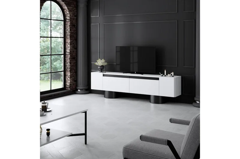 TV-bord Hvit / Svart - Hvit / Svart - Møbler - Mediamøbel & tv møbel - TV-benk & mediabenk