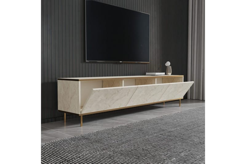 TV-bord Imaj Travertin / Gull - Gull/Taupe - Møbler - Mediamøbel & tv møbel - TV-benk & mediabenk