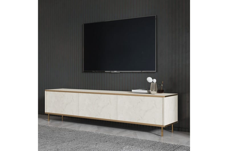 TV-bord Imaj Travertin / Gull - Gull/Taupe - Møbler - Mediamøbel & tv møbel - TV-benk & mediabenk