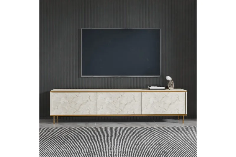 TV-bord Imaj Travertin / Gull - Gull/Taupe - Møbler - Mediamøbel & tv møbel - TV-benk & mediabenk