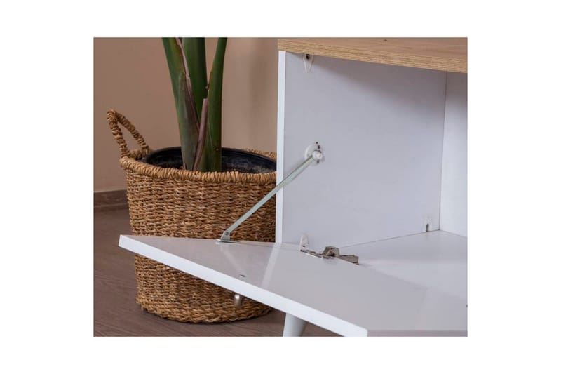 TV-bord Jatinder Hvit / Eik - Natur/Hvit - Møbler - Mediamøbel & tv møbel - TV-benk & mediabenk