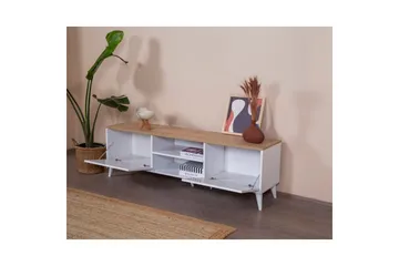 TV-bord Jatinder Hvit / Eik - Natur/Hvit - Møbler - Mediamøbel & tv møbel - TV-benk & mediabenk