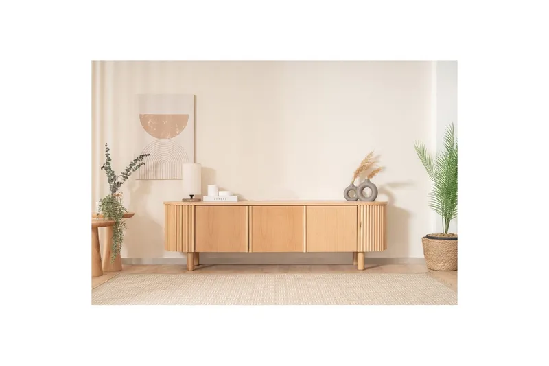 TV-bord Karela Bøk - Lysfarget tre - Møbler - Mediamøbel & tv møbel - TV-benk & mediabenk