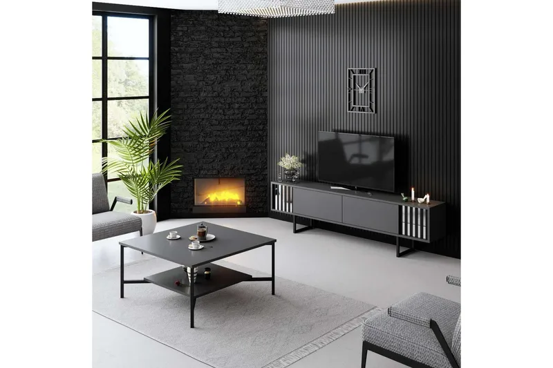 TV-bord Krom Linje Antrasitt / Svart - Antrasitt / Svart - Møbler - Mediamøbel & tv møbel - TV-benk & mediabenk