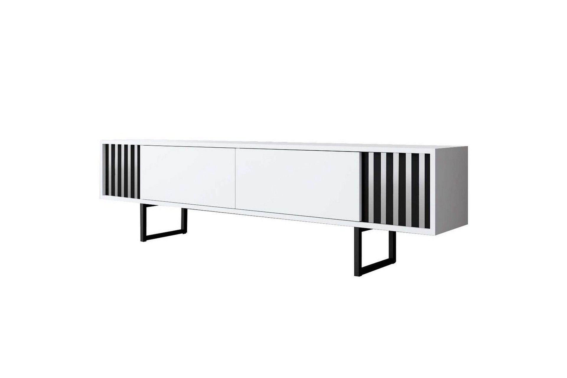 TV-bord Krom Linje Hvit / Svart - Hvit / Svart