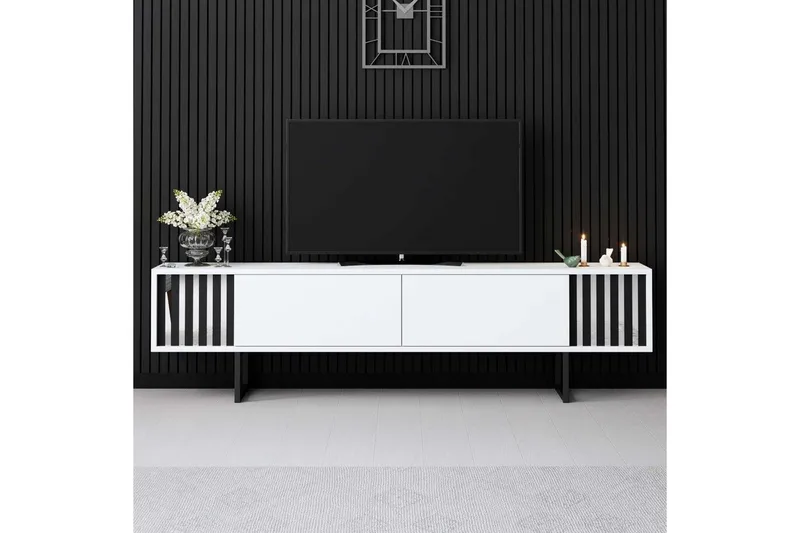 TV-bord Krom Linje Hvit / Svart - Hvit / Svart - Møbler - Mediamøbel & tv møbel - TV-benk & mediabenk