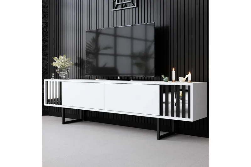TV-bord Krom Linje Hvit / Svart - Hvit / Svart - Møbler - Mediamøbel & tv møbel - TV-benk & mediabenk