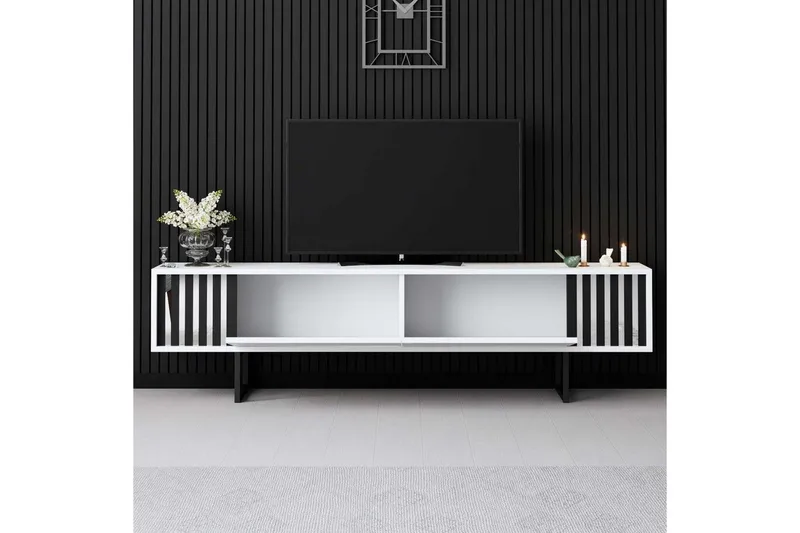 TV-bord Krom Linje Hvit / Svart - Hvit / Svart - Møbler - Mediamøbel & tv møbel - TV-benk & mediabenk