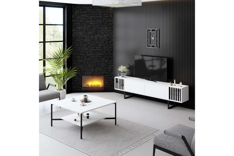 TV-bord Krom Linje Hvit / Svart - Hvit / Svart - Møbler - Mediamøbel & tv møbel - TV-benk & mediabenk