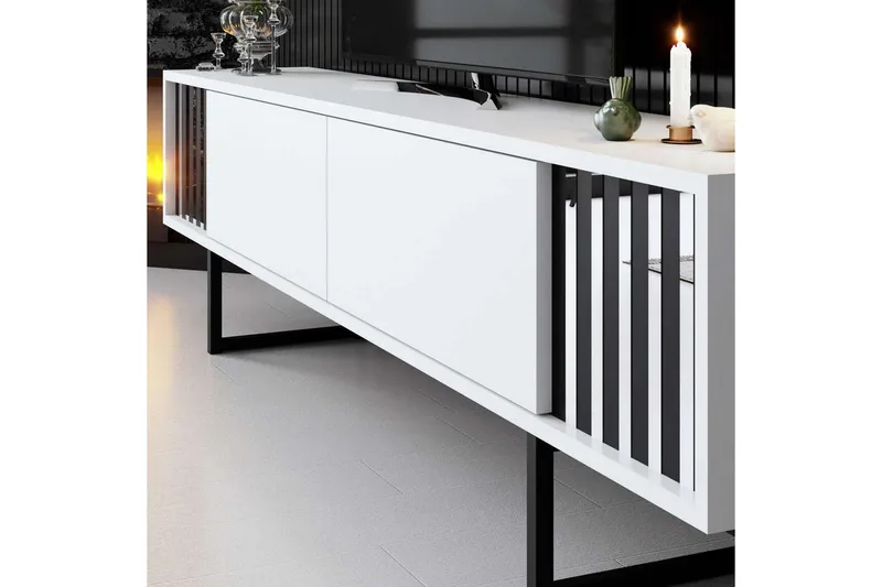 TV-bord Krom Linje Hvit / Svart - Hvit / Svart - Møbler - Mediamøbel & tv møbel - TV-benk & mediabenk