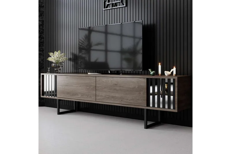 TV-bord Krom Linje Valnøtt / Svart - Valnøtt / Svart - Møbler - Mediamøbel & tv møbel - TV-benk & mediabenk