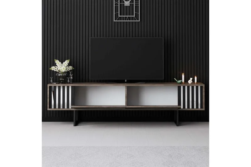 TV-bord Krom Linje Valnøtt / Svart - Valnøtt / Svart - Møbler - Mediamøbel & tv møbel - TV-benk & mediabenk