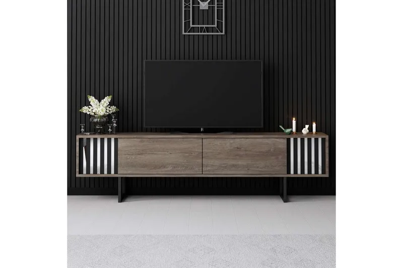 TV-bord Krom Linje Valnøtt / Svart - Valnøtt / Svart - Møbler - Mediamøbel & tv møbel - TV-benk & mediabenk