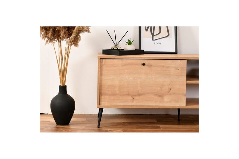 TV-bord Mjudi Eik - Lysfarget tre - Møbler - Mediamøbel & tv møbel - TV-benk & mediabenk