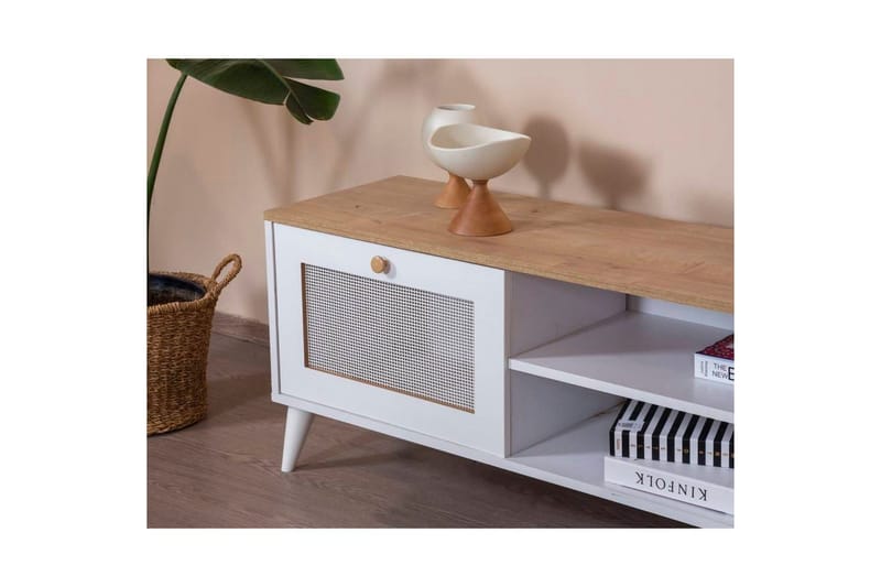 TV-bord Mjudi Håndverk Hvit / Eik - Hvit / Eik - Møbler - Mediamøbel & tv møbel - TV-benk & mediabenk