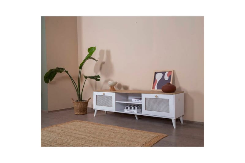 TV-bord Mjudi Håndverk Hvit / Eik - Hvit / Eik - Møbler - Mediamøbel & tv møbel - TV-benk & mediabenk