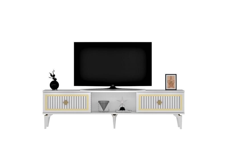 TV-bord Sivaji Hvit / Gull - Hvit / Gull - Møbler - Mediamøbel & tv møbel - TV-benk & mediabenk