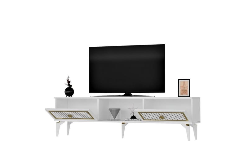 TV-bord Sivaji Hvit / Gull - Hvit / Gull - Møbler - Mediamøbel & tv møbel - TV-benk & mediabenk