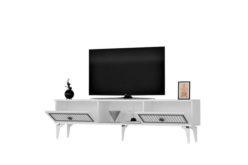TV-bord Sivaji Hvit / Sølv - Hvit / Sølv - Møbler - Mediamøbel & tv møbel - TV-benk & mediabenk