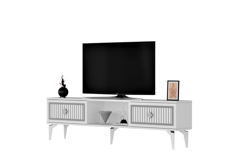 TV-bord Sivaji Hvit / Sølv - Hvit / Sølv - Møbler - Mediamøbel & tv møbel - TV-benk & mediabenk
