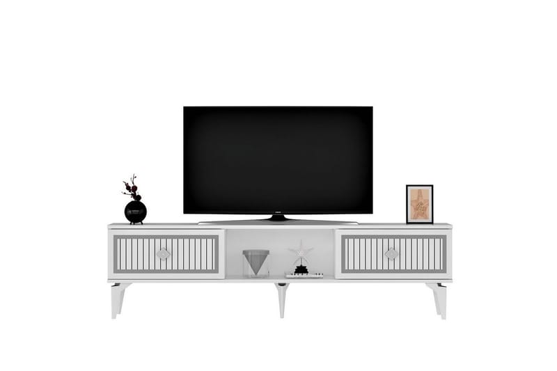 TV-bord Sivaji Hvit / Sølv - Hvit / Sølv - Møbler - Mediamøbel & tv møbel - TV-benk & mediabenk