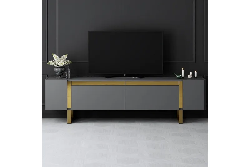TV-bord Sozi Antrasitt / Gull - Antrasitt / Gull - Møbler - Mediamøbel & tv møbel - TV-benk & mediabenk