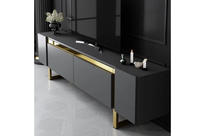 TV-bord Sozi Antrasitt / Gull - Antrasitt / Gull - Møbler - Mediamøbel & tv møbel - TV-benk & mediabenk