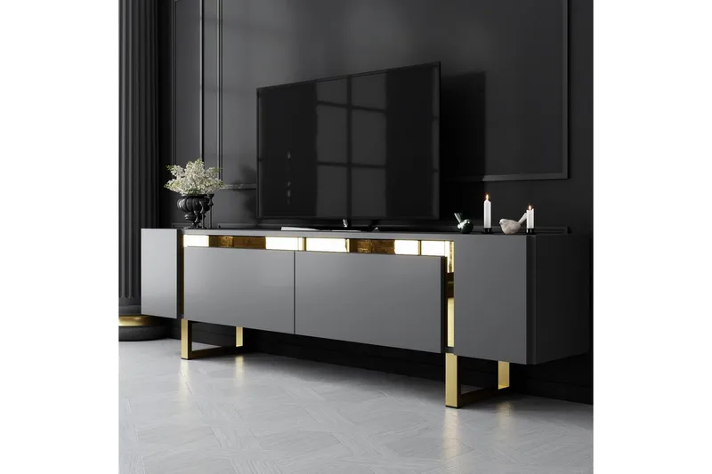 TV-bord Sozi Antrasitt / Gull - Antrasitt / Gull - Møbler - Mediamøbel & tv møbel - TV-benk & mediabenk