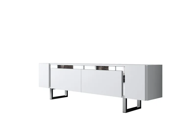 TV-bord Sozi Hvit / Sølv, Hvit / Sølv