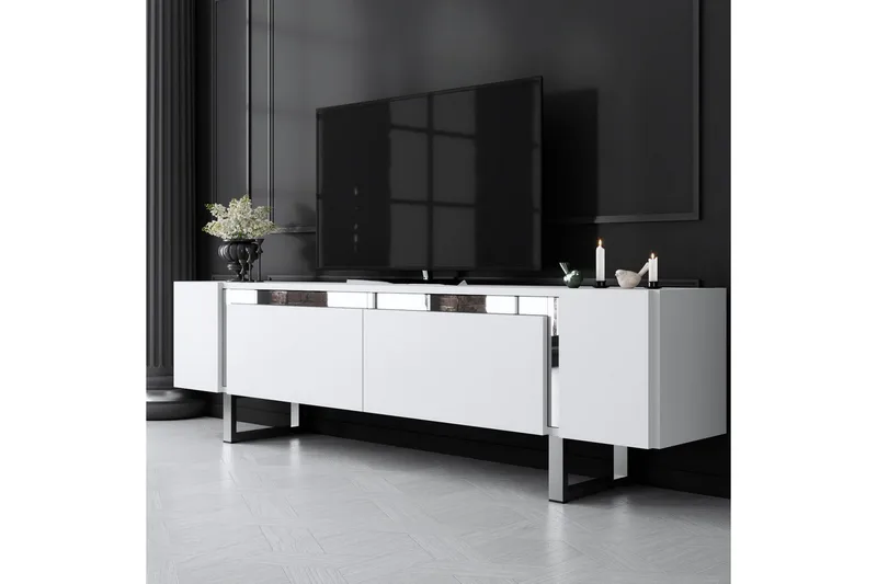 TV-bord Sozi Hvit / Sølv - Hvit / Sølv - Møbler - Mediamøbel & tv møbel - TV-benk & mediabenk