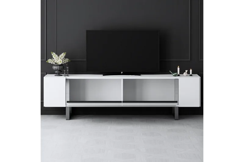 TV-bord Sozi Hvit / Sølv - Hvit / Sølv - Møbler - Mediamøbel & tv møbel - TV-benk & mediabenk