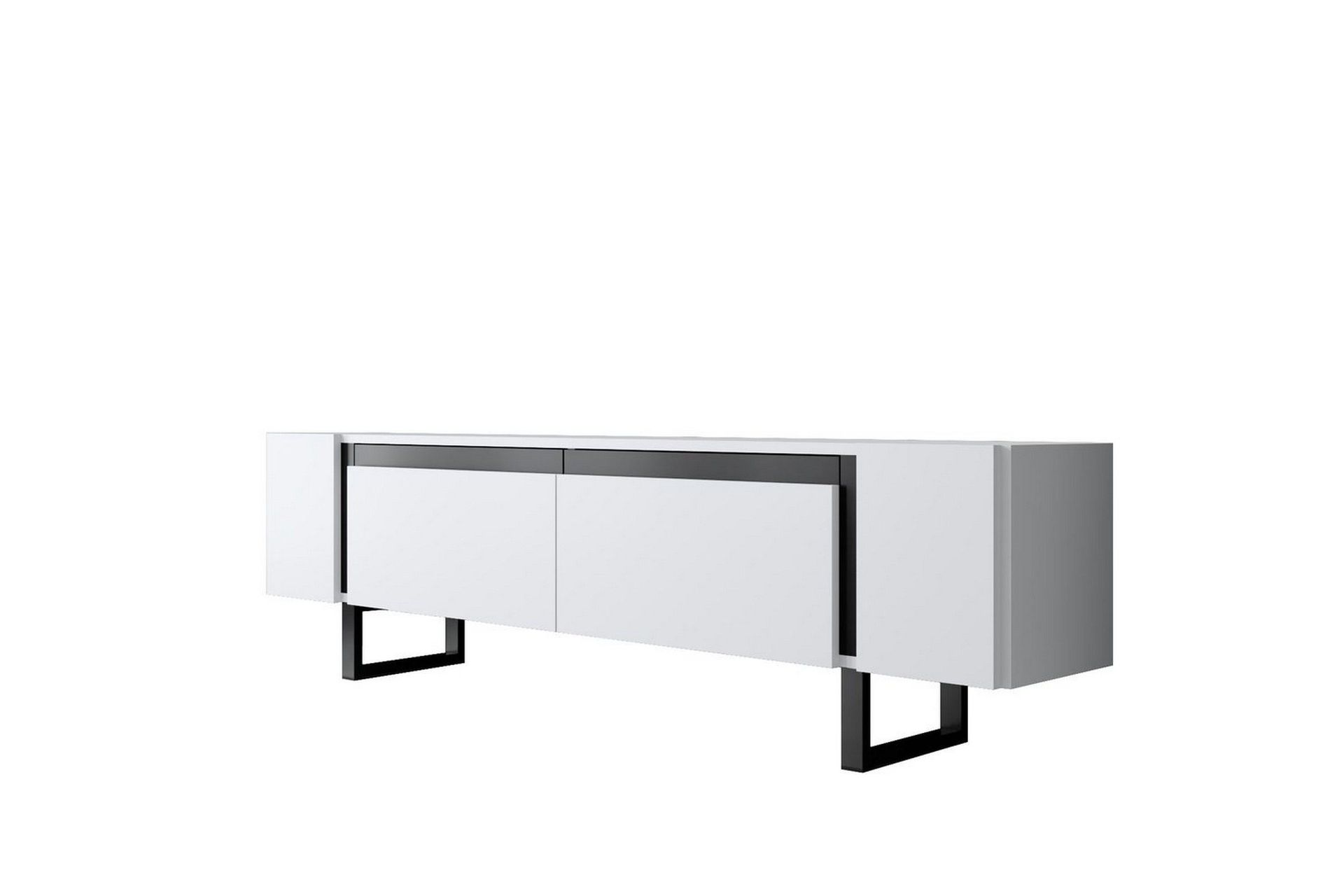 TV-bord Sozi Hvit / Svart - Hvit / Svart